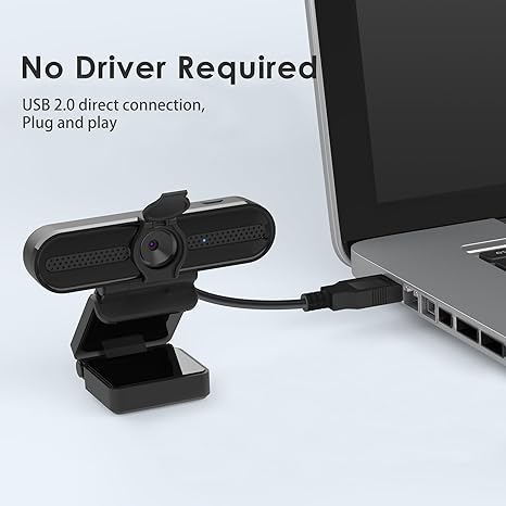 FHD Streaming Camera with 2K/30fps Autofocus Dual Noise-Cancelling Microphones Privacy Cover and Tripod