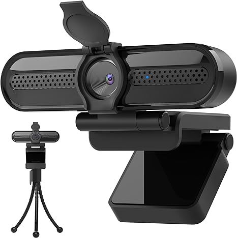 FHD Streaming Camera with 2K/30fps Autofocus Dual Noise-Cancelling Microphones Privacy Cover and Tripod
