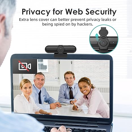 FHD Streaming Camera with 2K/30fps Autofocus Dual Noise-Cancelling Microphones Privacy Cover and Tripod
