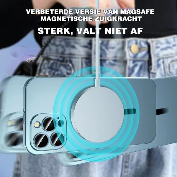 Magnetische Lade-Aluminium-Metall-Stoßstange, matte Hülle für iPhone