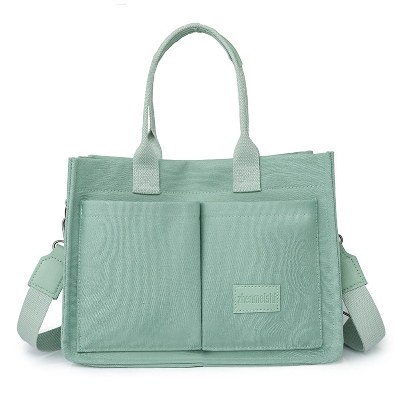 Große Canvas-Tragetasche für Damen mit Taschen