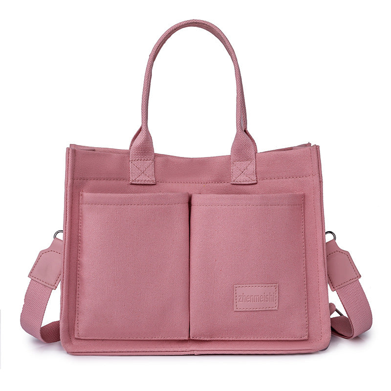 Große Canvas-Tragetasche für Damen mit Taschen