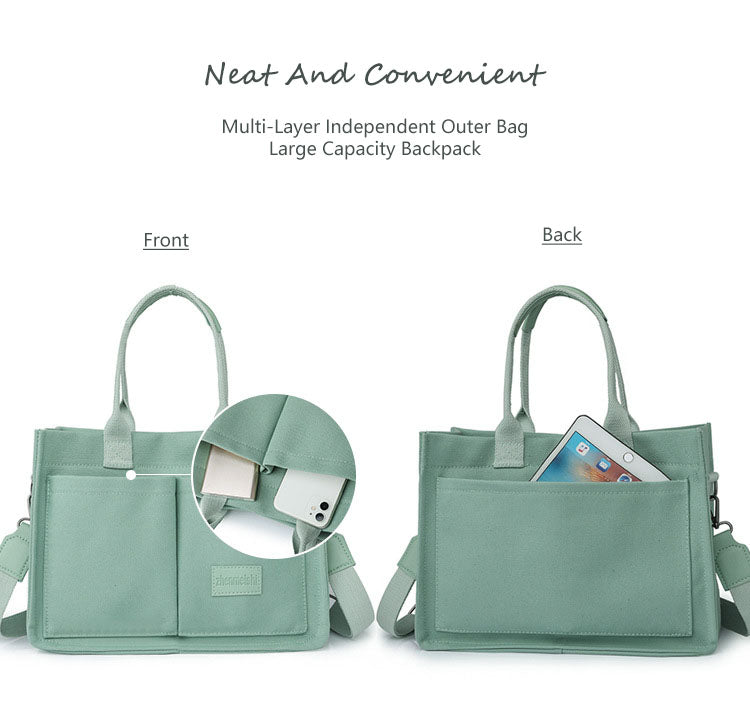 Große Canvas-Tragetasche für Damen mit Taschen