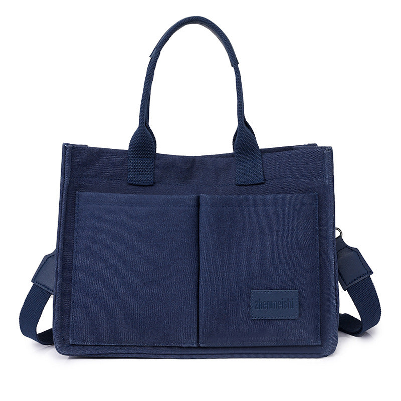 Große Canvas-Tragetasche für Damen mit Taschen