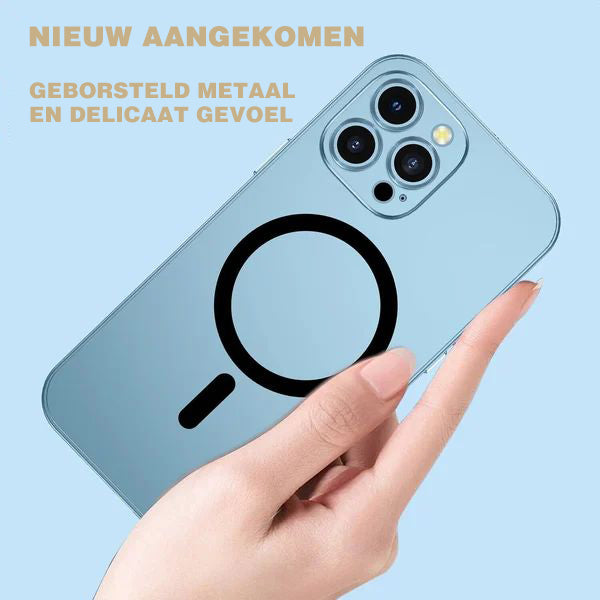 Magnetische Lade-Aluminium-Metall-Stoßstange, matte Hülle für iPhone