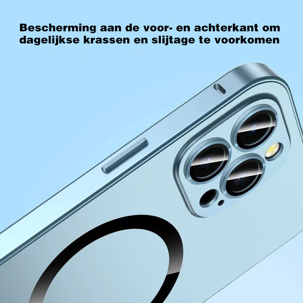 Magnetische Lade-Aluminium-Metall-Stoßstange, matte Hülle für iPhone