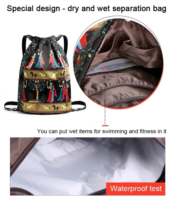 🔥Faltbarer Reiserucksack mit Kordelzug, großes Fassungsvermögen, Trocken-Nass-Trennung