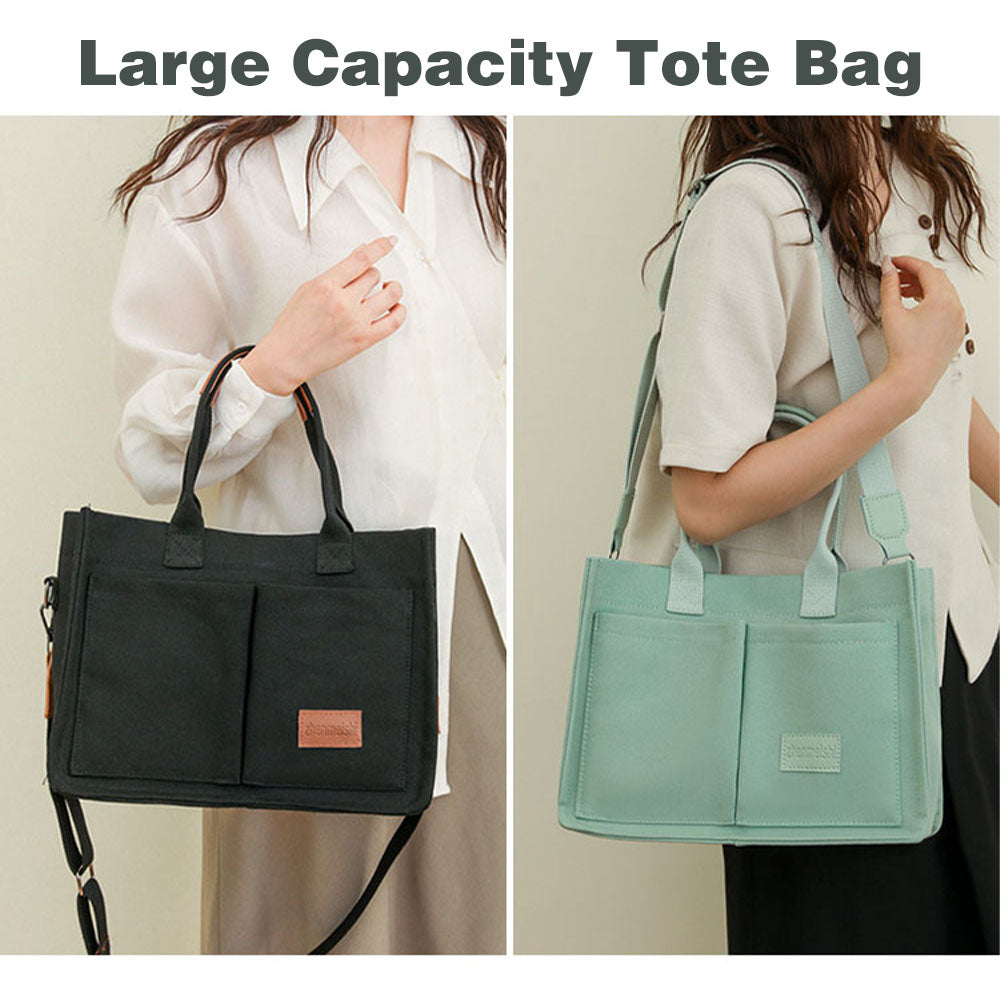 Große Canvas-Tragetasche für Damen mit Taschen