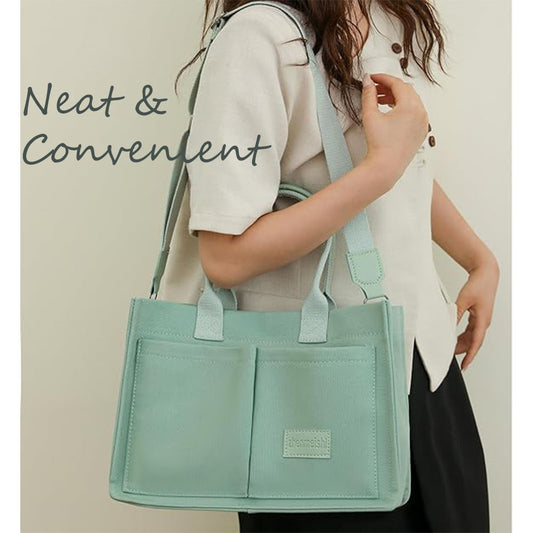 Große Canvas-Tragetasche für Damen mit Taschen