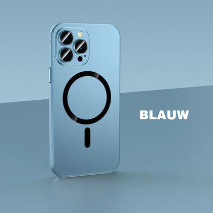 Magnetische Lade-Aluminium-Metall-Stoßstange, matte Hülle für iPhone 