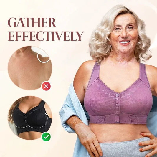 Atmungsaktiver Push-up-BH mit vollständiger Abdeckung, hoher Elastizität und Frontverschluss 