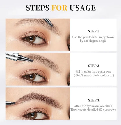 3D wasserdichter Microblading-Augenbrauenstift, Tattoo-Stift mit 4 Gabelspitzen