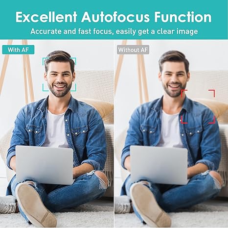 FHD Streaming Camera with 2K/30fps Autofocus Dual Noise-Cancelling Microphones Privacy Cover and Tripod