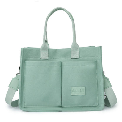 Große Canvas-Tragetasche für Damen mit Taschen