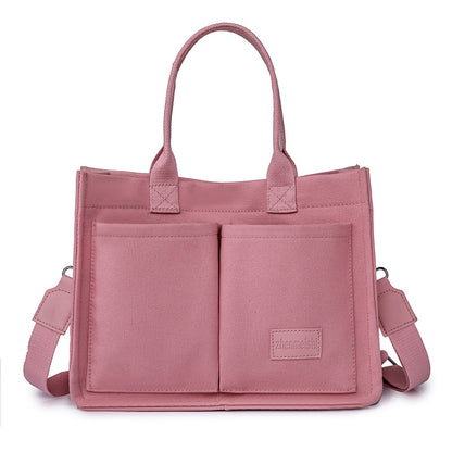 Große Canvas-Tragetasche für Damen mit Taschen