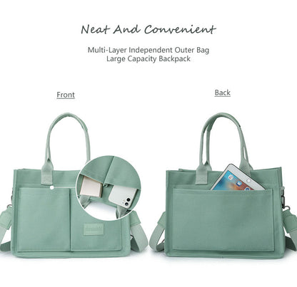 Große Canvas-Tragetasche für Damen mit Taschen