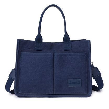 Große Canvas-Tragetasche für Damen mit Taschen