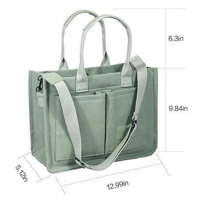 Große Canvas-Tragetasche für Damen mit Taschen